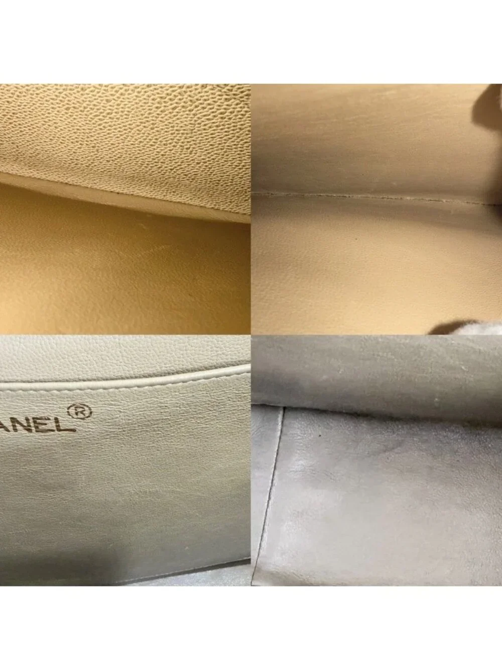 Chanel Shoulder Bag CC Logo Turnlock Crossbody Stitch Chez Blanc Caviar Leather